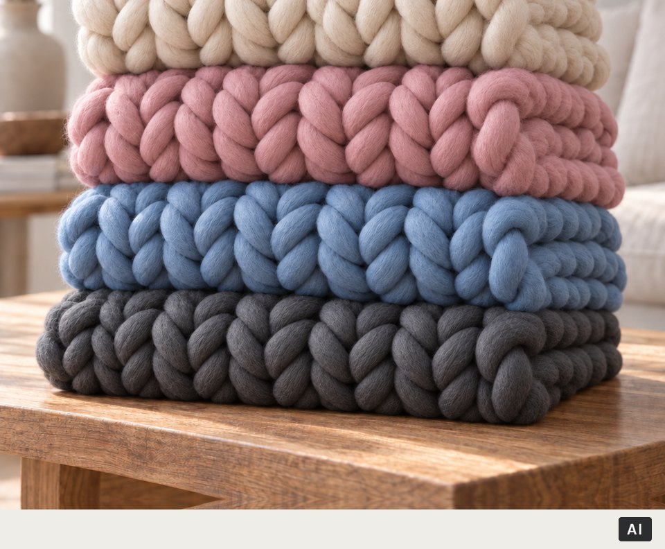 Een stapel Knussies in vier kleuren (met AI gemaakt beeld)