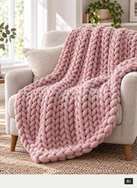Knussie in Roze over een fauteuil (met AI gemaakt beeld)
