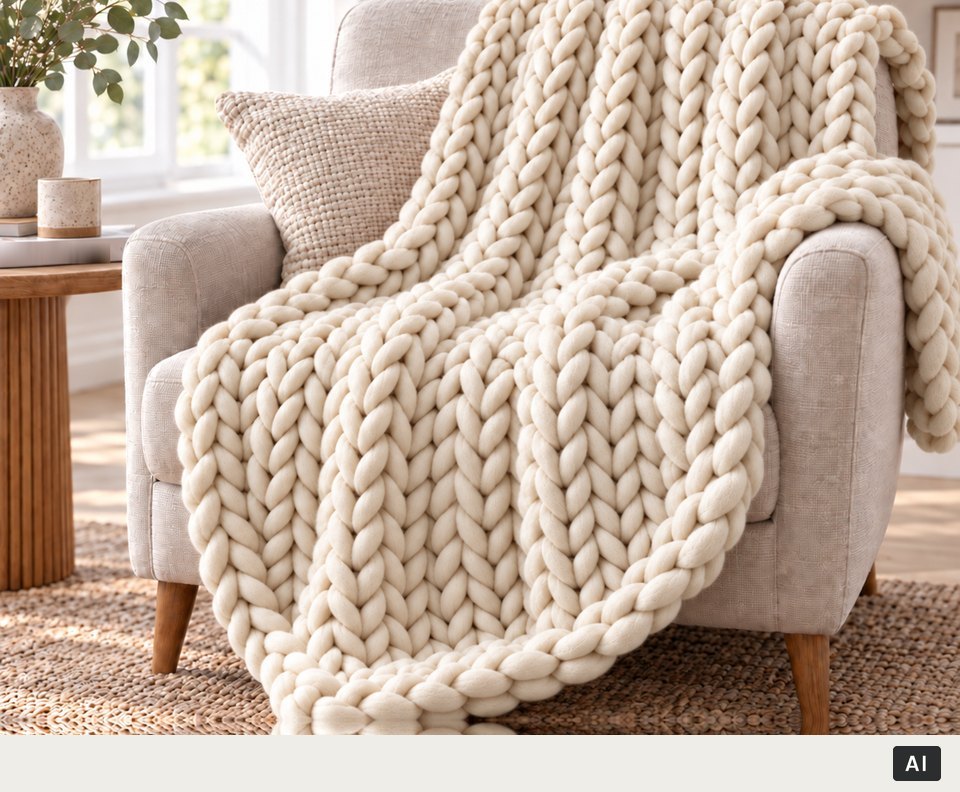 De kant-en-klare Knussie over een fauteuil (met AI gemaakt beeld)